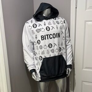 Bitcoin Themed Black and White Men's Hoodie